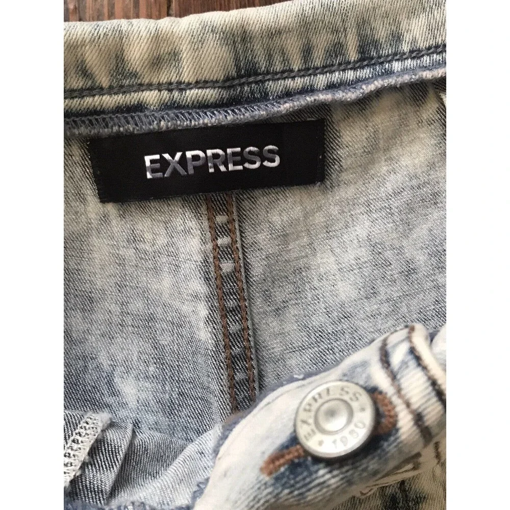 Express Ankle Legging Mid Rise Button Fly Jeans Light Wash Denim 6 R Repreve - Picture 6 of 9